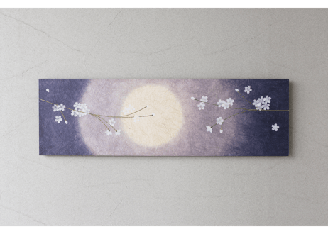 和紙アートパネル「夜桜－Yozakura」　Washi Wall Art Panel　910×280