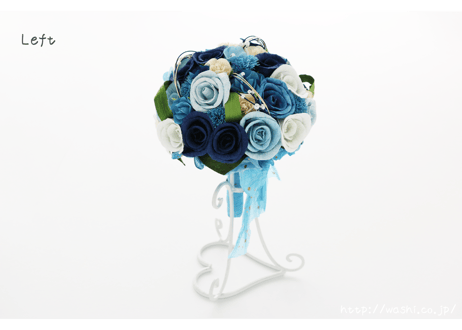 「受注生産」和紙ラウンドブーケ・青（商品番号：bouquet-pro002b）
