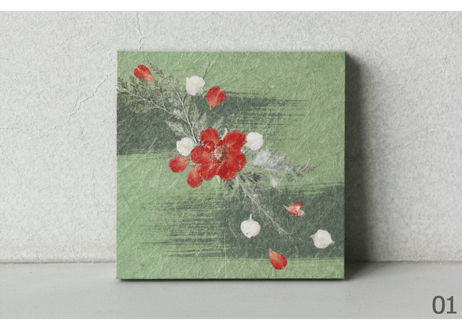 押し花和紙ミニアートパネル「のどか－nodoka」　Washi Mini Art Panel　150×150 全2種