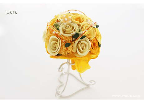 【即日発送可】和紙ラウンドブーケ・黄橙（商品番号：bouquet-002yo）
