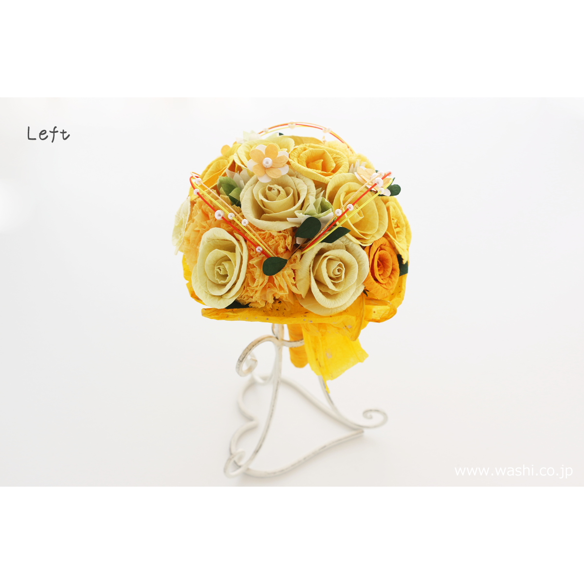 ちゆうブーケ 即日発送可】和紙ラウンドブーケ・黄橙（商品番号：bouquet-002yo