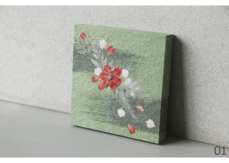 押し花和紙ミニアートパネル「のどか－nodoka」　Washi Mini Art Panel　150×150 全2種