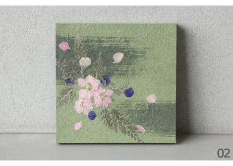 押し花和紙ミニアートパネル「のどか－nodoka」　Washi Mini Art Panel　150×150 全2種