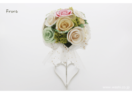 【即日発送可】和紙ラウンドブーケ・白  （商品番号：bouquet-002w）