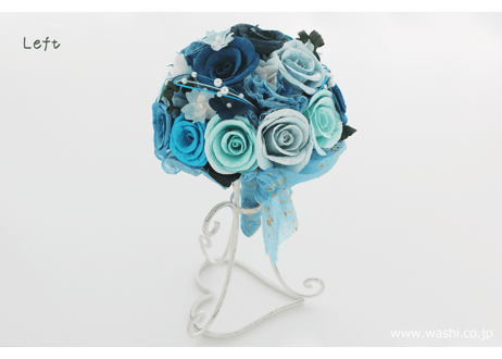 【即日発送可】和紙ラウンドブーケ・青（商品番号：bouquet-002b）
