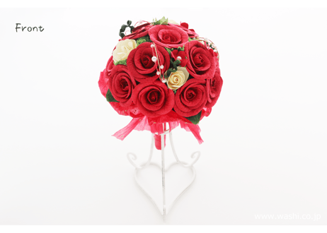 【即日発送可】和紙ラウンドブーケ・赤（商品番号：bouquet-002r）