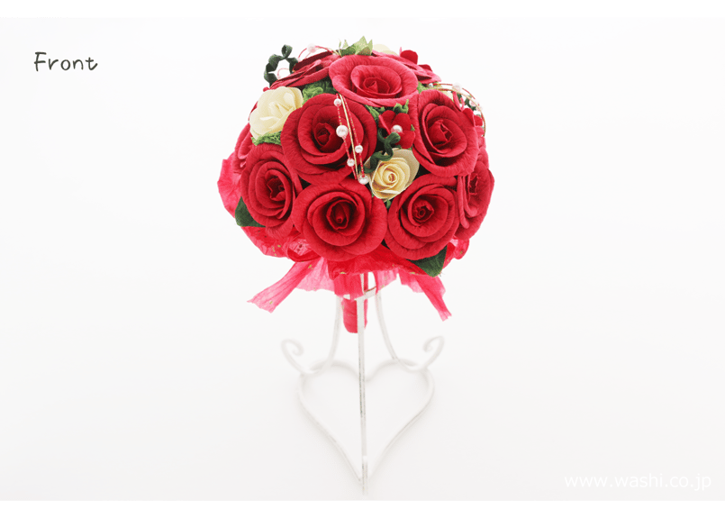 即日発送可】和紙ラウンドブーケ・赤（商品番号：bouquet-002r