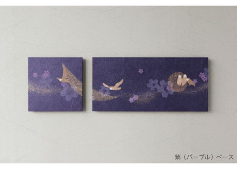 和紙アートパネル「メンフクロウ－Barn Owl」　Washi Wall Art Panel　280角・600×280 2枚組