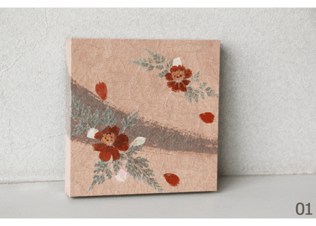 押し花和紙ミニアートパネル「うらら－urara」　Washi Mini Art Panel　150×150 全2種