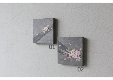 押し花和紙ミニアートパネル「ほのか－honoka」　Washi Mini Art Panel　150×150 全2種