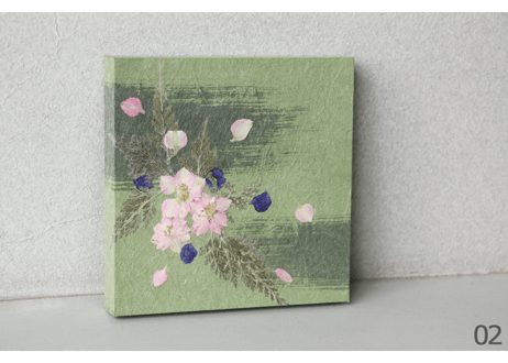 押し花和紙ミニアートパネル「のどか－nodoka」　Washi Mini Art Panel　150×150 全2種