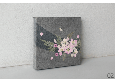 押し花和紙ミニアートパネル「ほのか－honoka」　Washi Mini Art Panel　150×150 全2種
