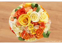 「受注生産」和紙ラウンドブーケ・黄橙（商品番号：bouquet-pro002yo）