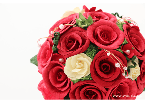 【即日発送可】和紙ラウンドブーケ・赤（商品番号：bouquet-002r）