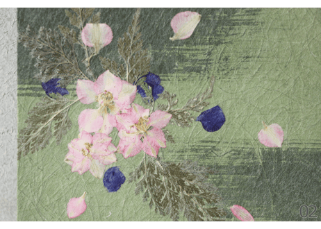 押し花和紙ミニアートパネル「のどか－nodoka」　Washi Mini Art Panel　150×150 全2種