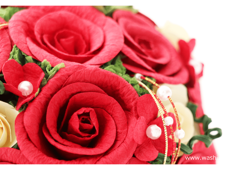 即日発送可】和紙ラウンドブーケ・赤（商品番号：bouquet-002r