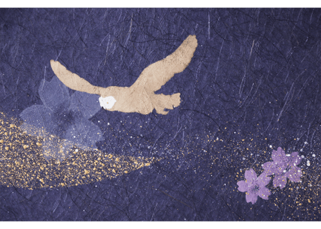 和紙アートパネル「メンフクロウ－Barn Owl」　Washi Wall Art Panel　280角・600×280 2枚組