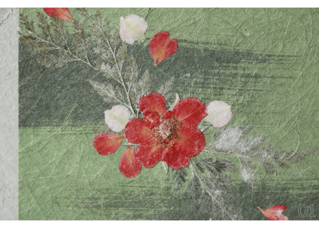 押し花和紙ミニアートパネル「のどか－nodoka」　Washi Mini Art Panel　150×150 全2種
