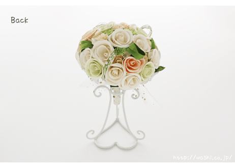「受注生産」和紙ラウンドブーケ・白 （商品番号：bouquet-pro002w）
