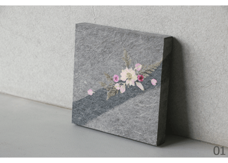 押し花和紙ミニアートパネル「ほのか－honoka」　Washi Mini Art Panel　150×150 全2種
