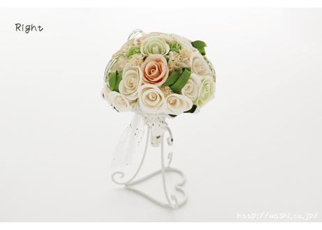 「受注生産」和紙ラウンドブーケ・白 （商品番号：bouquet-pro002w）