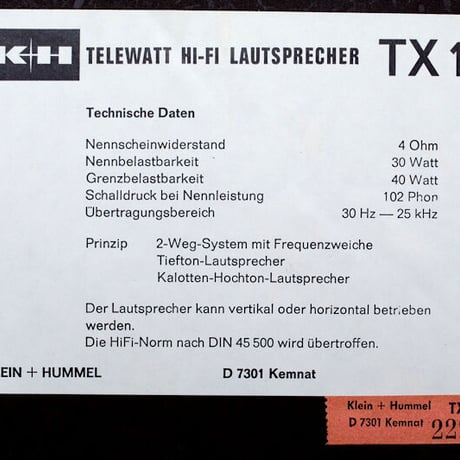 Klein + hummel Telewatt TX10