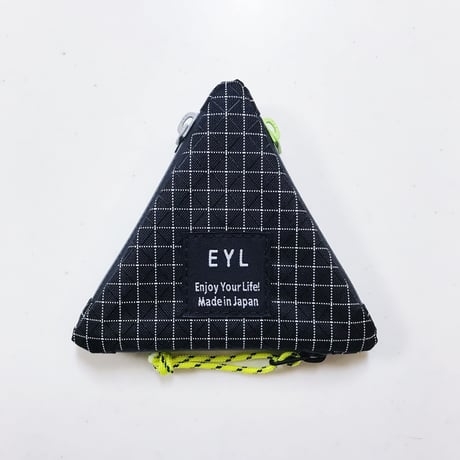 EYL Triple Pocket Pouch【COIN】Dyneema 210 denier X-grid Black × Lime