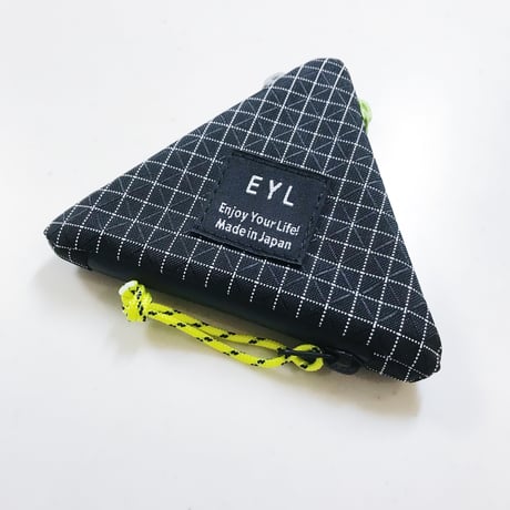 EYL Triple Pocket Pouch【COIN】Dyneema 210 denier X-grid Black × Lime