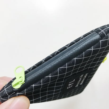 EYL Triple Pocket Pouch【COIN】Dyneema 210 denier X-grid Black × Lime