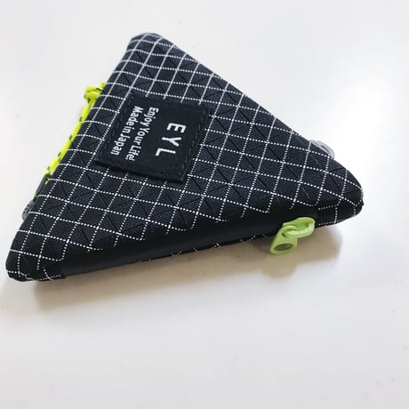 EYL Triple Pocket Pouch【COIN】Dyneema 210 denier X-grid Black × Lime