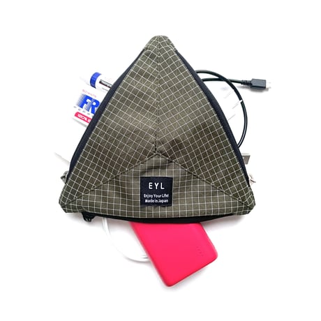 EYL Triple Pocket Pouch【M】Dyneema 210 denier X-grid Dark Olive