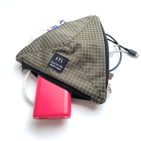 EYL Triple Pocket Pouch【M】Dyneema 210 denier X-grid Dark Olive