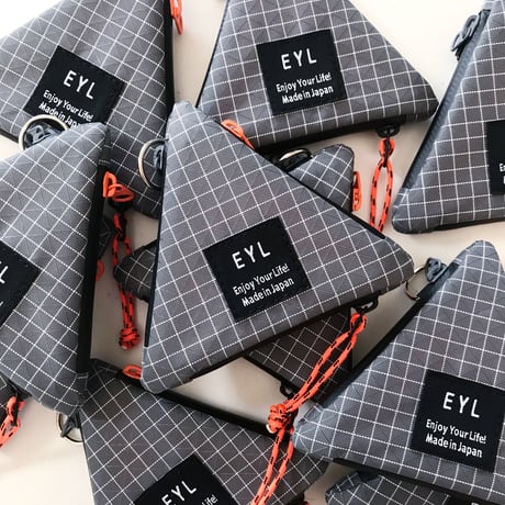 EYL Triple Pocket Pouch【COIN】Dyneema 210  denier X-grid Gray × Orange