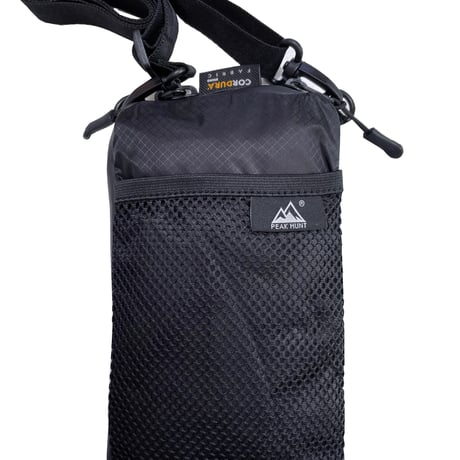 スマホショルダー ペットボトル収納 2WAY サコッシュ 撥水 防水 超軽量 登山 トラベル ハイキング 旅行 黒 PEAKHUNT(ピークハント）