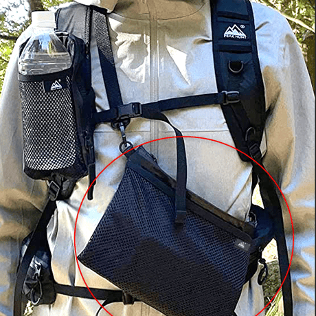サコッシュ 撥水 防水 超軽量 メンズ レディース 登山 トラベル ハイキング 旅行 黒 PEAKHUNT(ピークハント (約 横25cm×約 縦19cm)