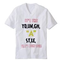 YOUNG HASTLE "SPELL MY NAME RIGHT" V-NECK TEE OLYMPIC