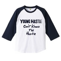 YOUNG HASTLE "CAN'T KNOCK THE HASTLE" 3/4 SLEEVE RAGLAN WHITE/NAVY