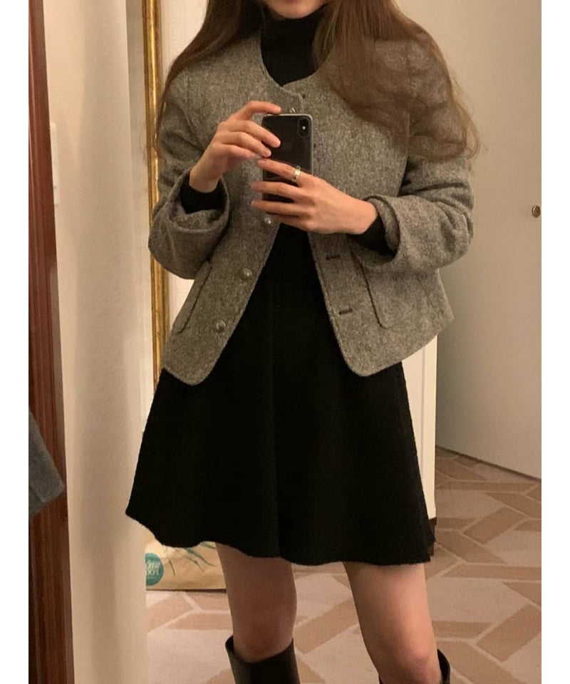 ounce / Round tweed quilting jacket(予約)2color |