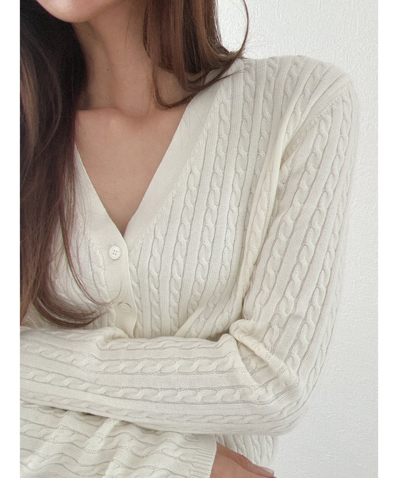 ounce / Cotton cable cardigan(即納)2color | Fil