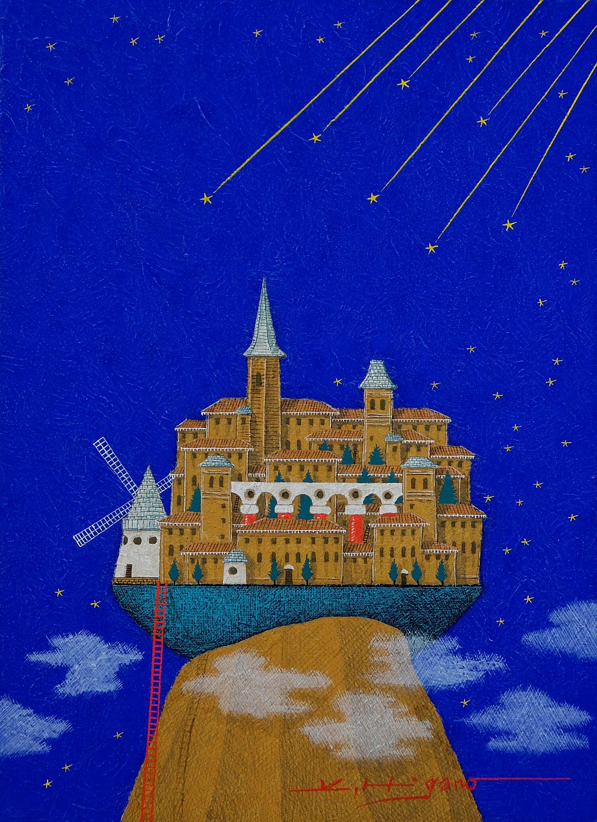 風の街へ」テンペラ画