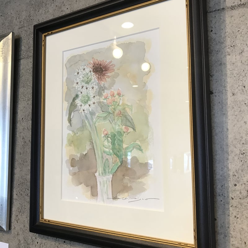 透明水彩画「静物フラワーA」フレーム付き | ようこそ