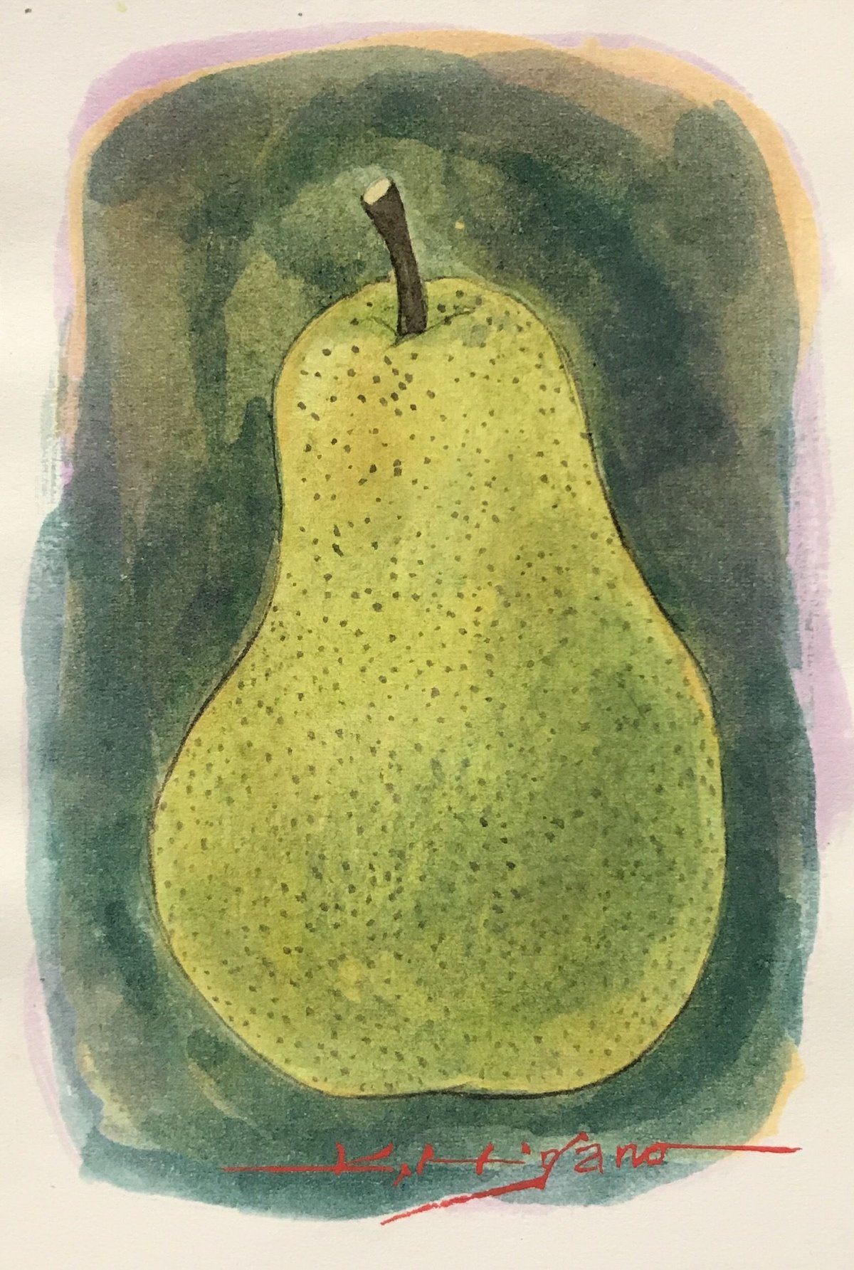 「Pink Rose」テンペラ画 ラフランス」画用紙にテンペラ画 | ようこそ！ アトリエ・ルネッサンス