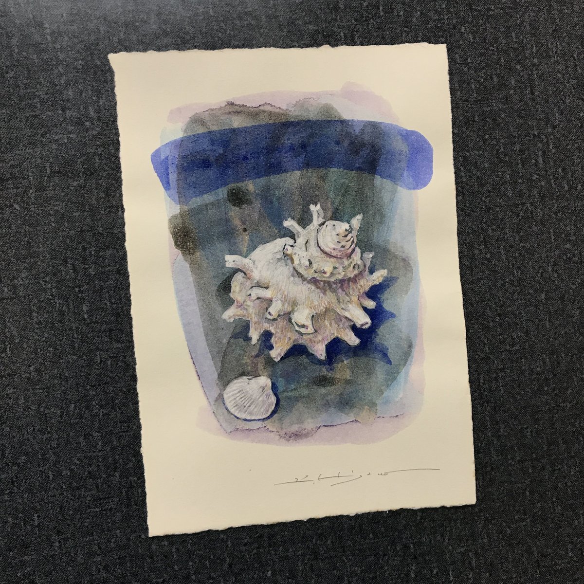海の音色」画用紙にテンペラ画 | ようこそ！ アトリエ