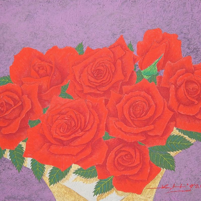 紅いバラの賛歌」テンペラ画 | ようこそ！ アトリエ・ルネッサンス