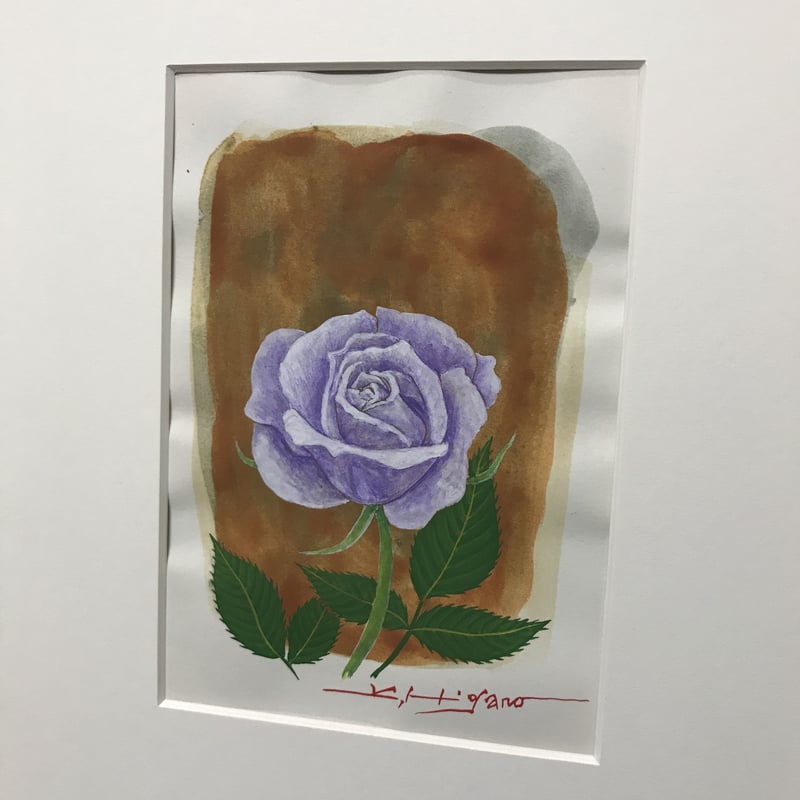 青いバラ」画用紙にテンペラ画 | ようこそ！ アトリエ・ルネッサンス
