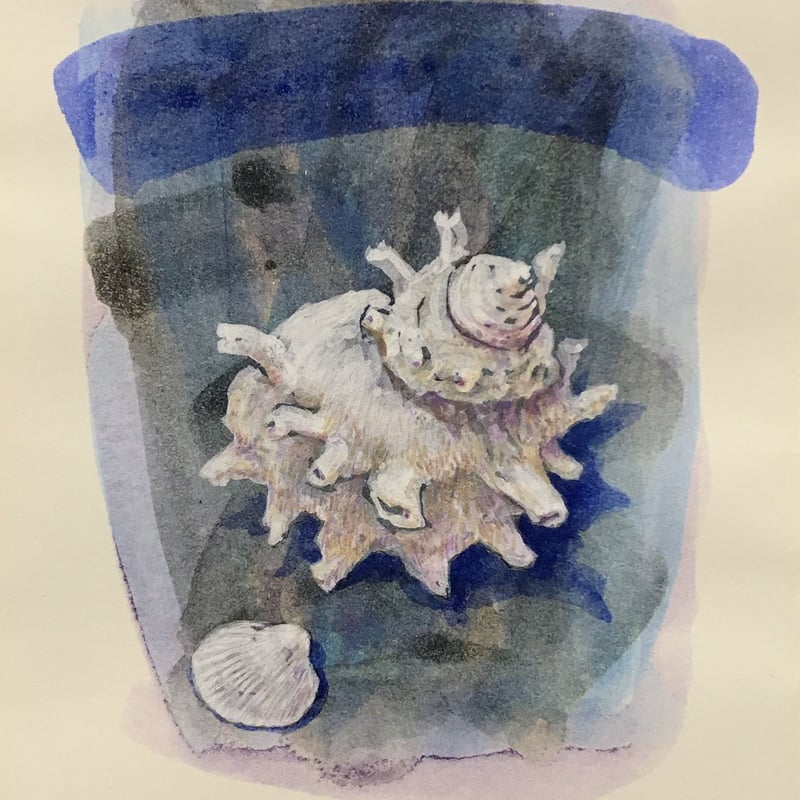 海の音色」画用紙にテンペラ画 | ようこそ！ アトリエ