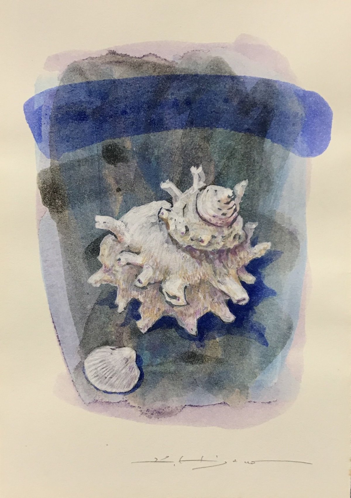 「海の旅へ」板絵テンペラ画 海の旅へ」板絵テンペラ画