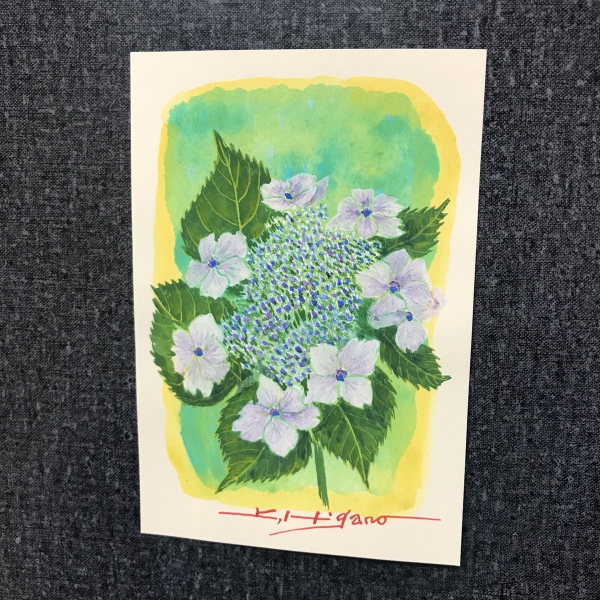 額紫陽花ー静刻」画用紙にテンペラ画 | ようこそ！ アトリエ