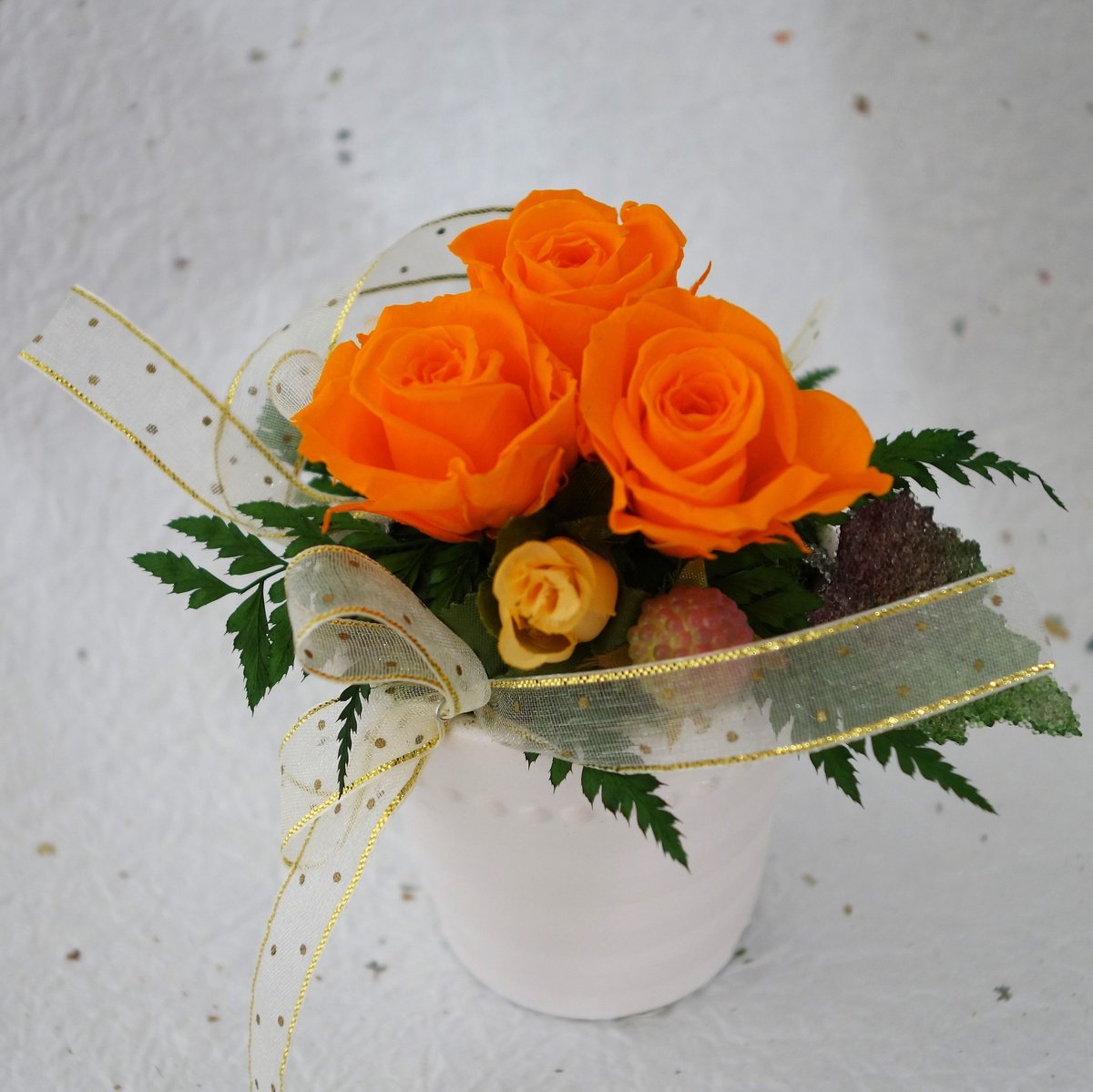 プリザーブドフラワー・スマホリング付き オレンジの風 | motoflower