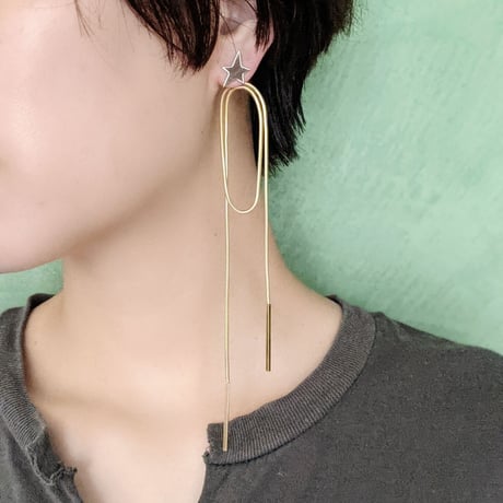 별ピアス×流れ星キャッチ　ゴールド